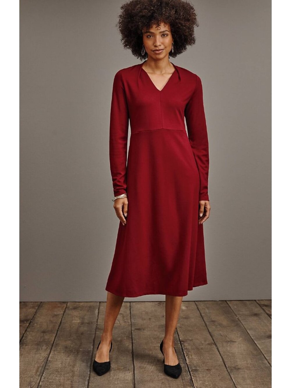 NWT J. Jill Size Large or XL Red Double Face Jersey Fit-and-Flare Dress NEW - Picture 2 of 5